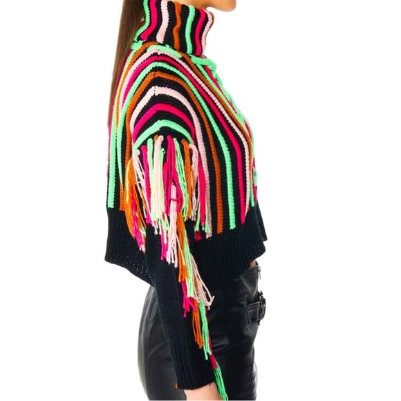 Striped Fringe Neon Sweater - Picture 3 of 8